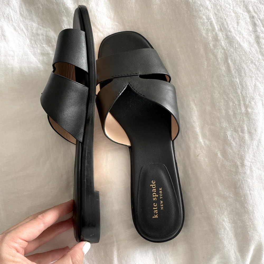 KATE SPADE BLACK LEATHER SANDALS
